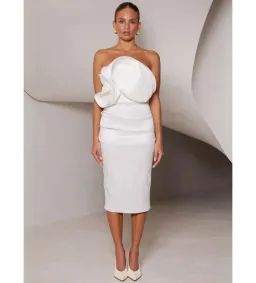 Elle Zeitoune Marley Midi Dress in White Size AU 12 for rent on The Volte - image 1