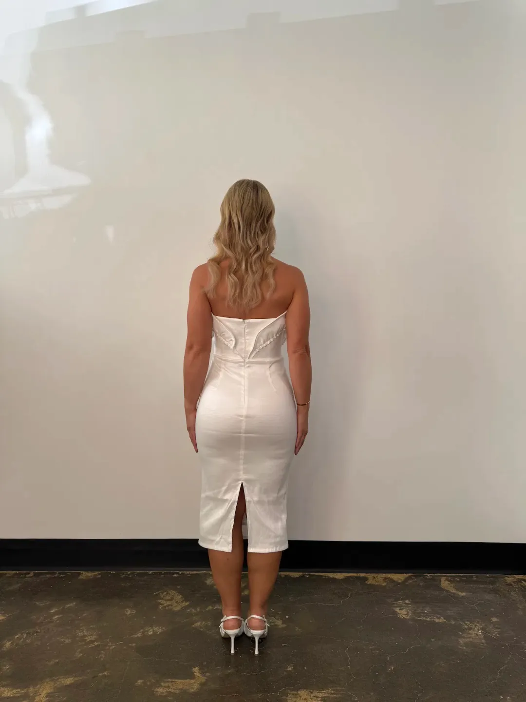 Elle Zeitoune Marley Midi Dress in White Size AU 12 for rent on The Volte - main image