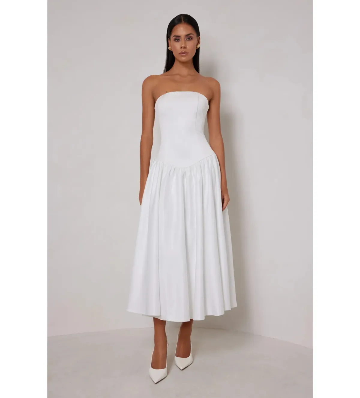 Elle Zeitoune Maggie Midi Dress White Size AU 8 for rent on The Volte - main image