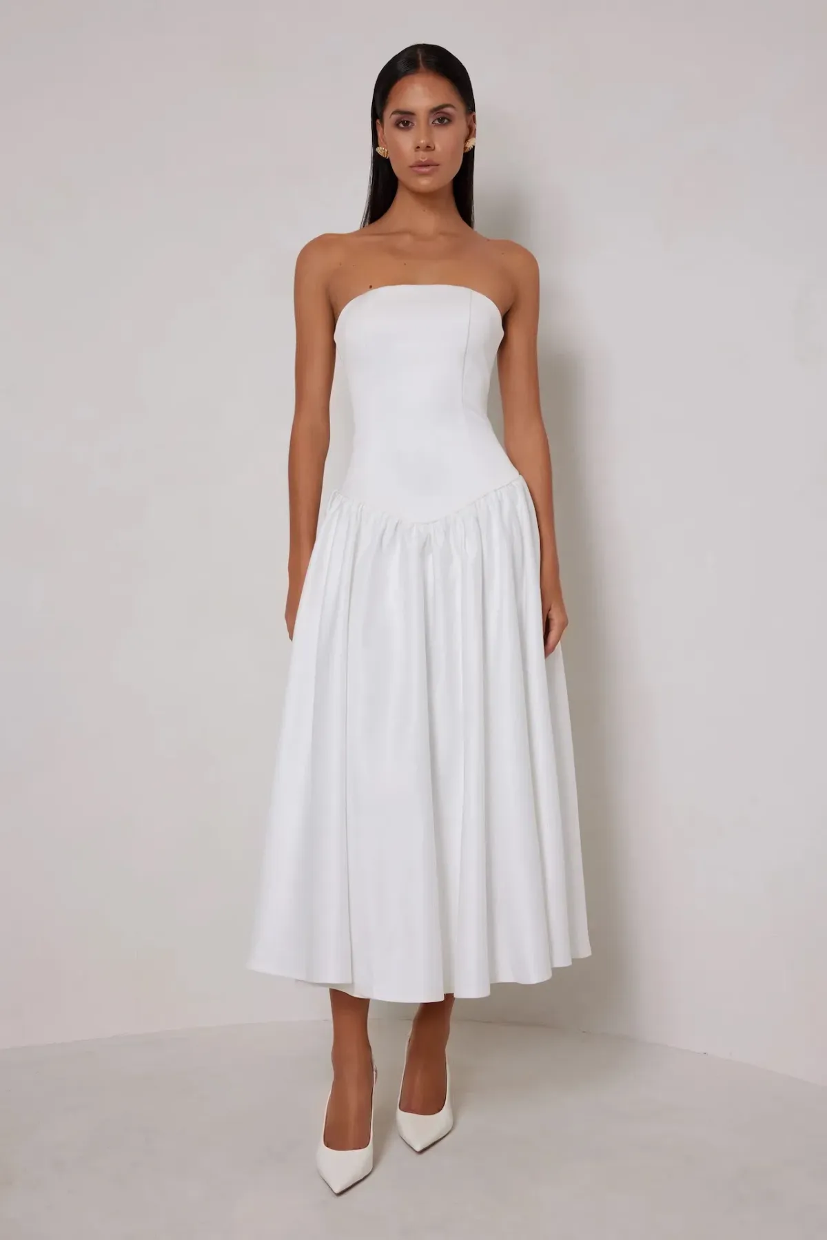 Elle Zeitoune Maggie Midi Dress White Size 12 for rent on The Volte - main image