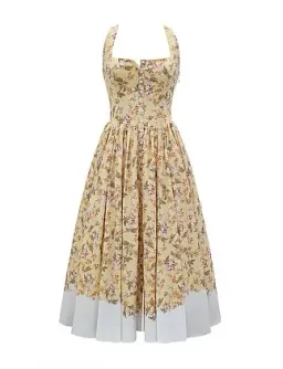 House Of CB Alba Midi Dress Autumnal Honeyflower Print Size 8/S for rent on The Volte - image 4