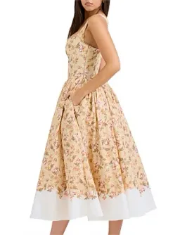 House Of CB Alba Midi Dress Autumnal Honeyflower Print Size 8/S for rent on The Volte - image 2