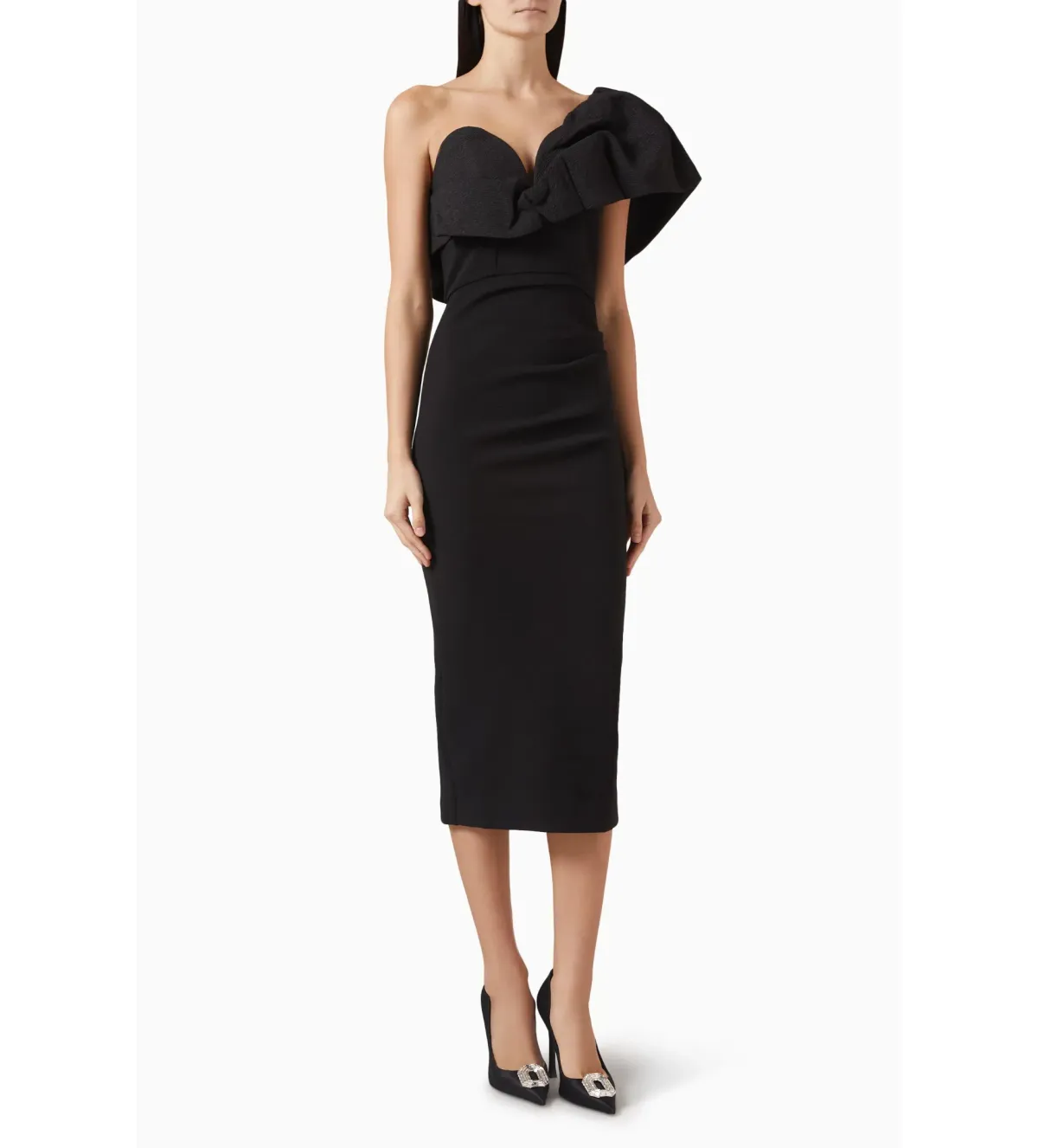 Elle Zeitoune Sharleene Midi Dress Black Size AU 16 for rent on The Volte - main image