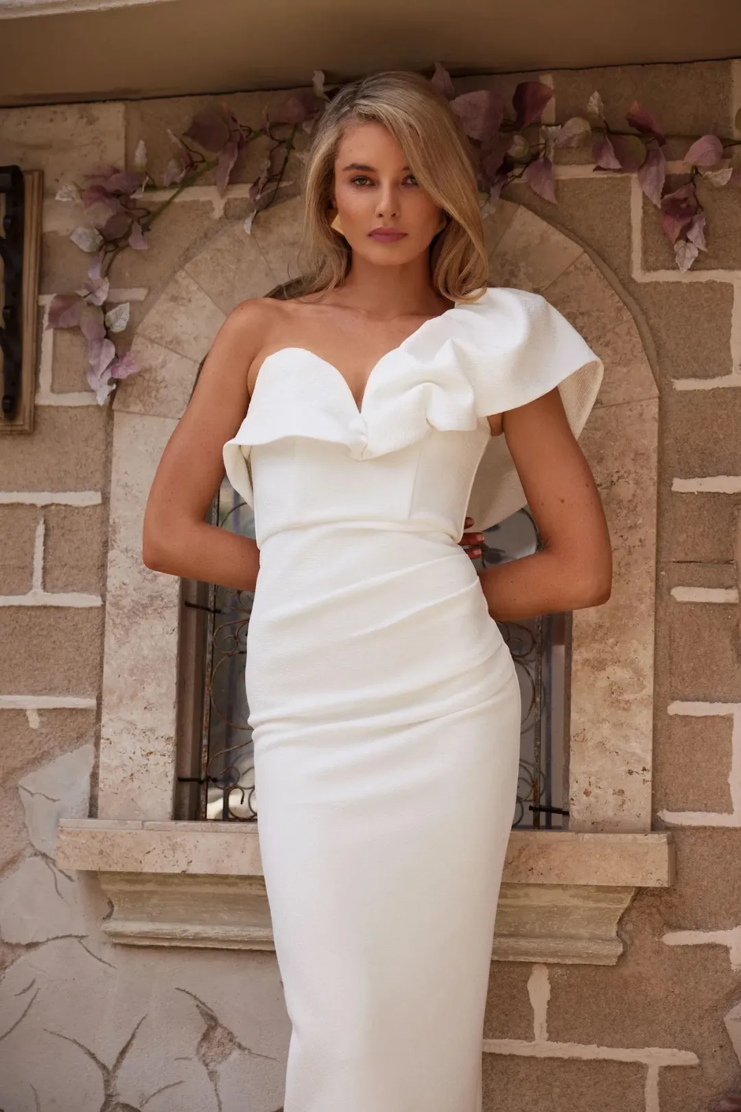 Elle Zeitoune Sharleene Midi Dress in White Size 14 for rent on The Volte - main image
