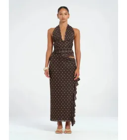Benni Penelope Maxi Dress in Chocolate Polka Dot Size AU 6 for rent on The Volte - image 1
