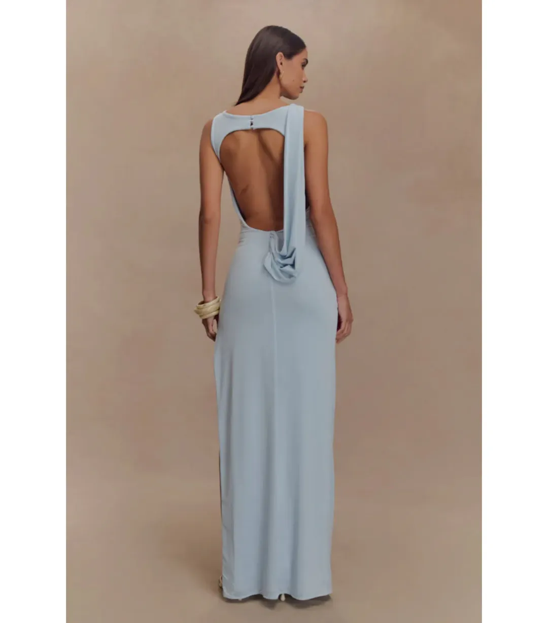 Meshki Henley Drape Maxi Dress Blue Size AU 8 for rent on The Volte - main image