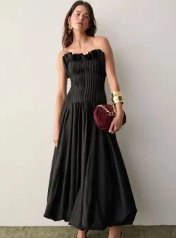 Aje Ivy Bubble Hem Gown in Black Size 6 for rent on The Volte - image 3