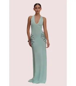 Meshki Ellington Knit Midi Dress in Lagoon Blue Size AU 8 for rent on The Volte - image 1