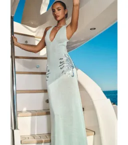 Meshki Ellington Knit Midi Dress in Lagoon Blue Size AU 8 for rent on The Volte - image 5