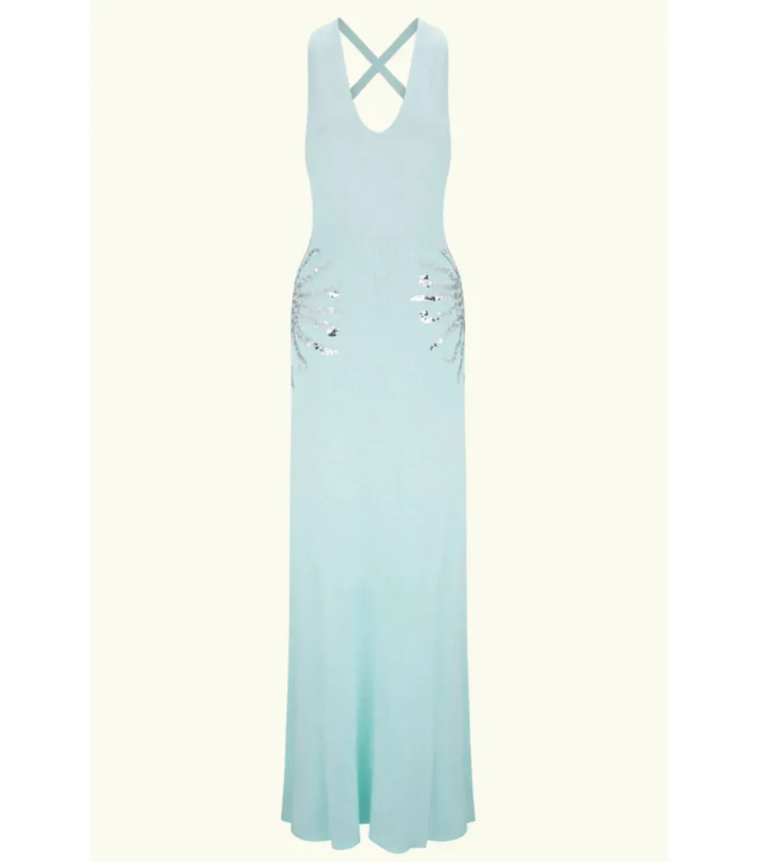 Meshki Ellington Knit Midi Dress in Lagoon Blue Size AU 8 for rent on The Volte - main image