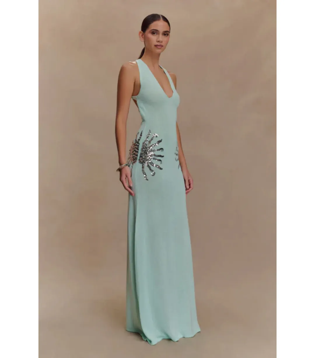 Meshki Ellington Knit Midi Dress in Lagoon Blue Size AU 10 for rent on The Volte - main image