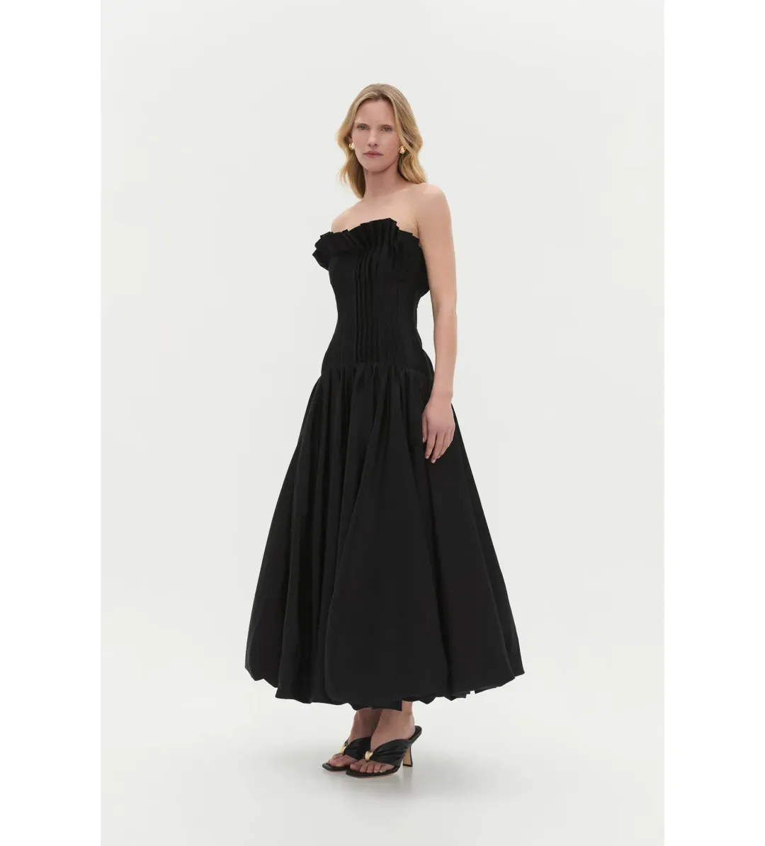 Aje Ivy Bubble Hem Gown in Black Size AU12 for rent on The Volte - main image