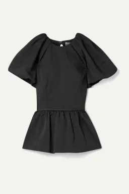 Rebecca Vallance Winslow Open-Back Cloqué Peplum Top Black 12 for rent on The Volte - image 1