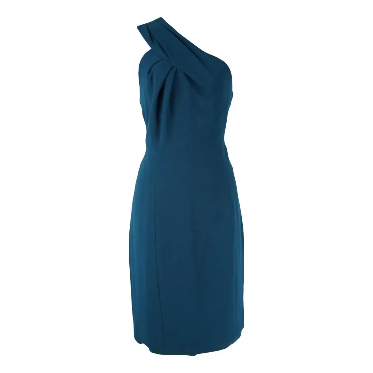 Tory Burch Ashlee One Shoulder Pleated Crepe Dress in Teal Size AU6 for rent on The Volte - main image