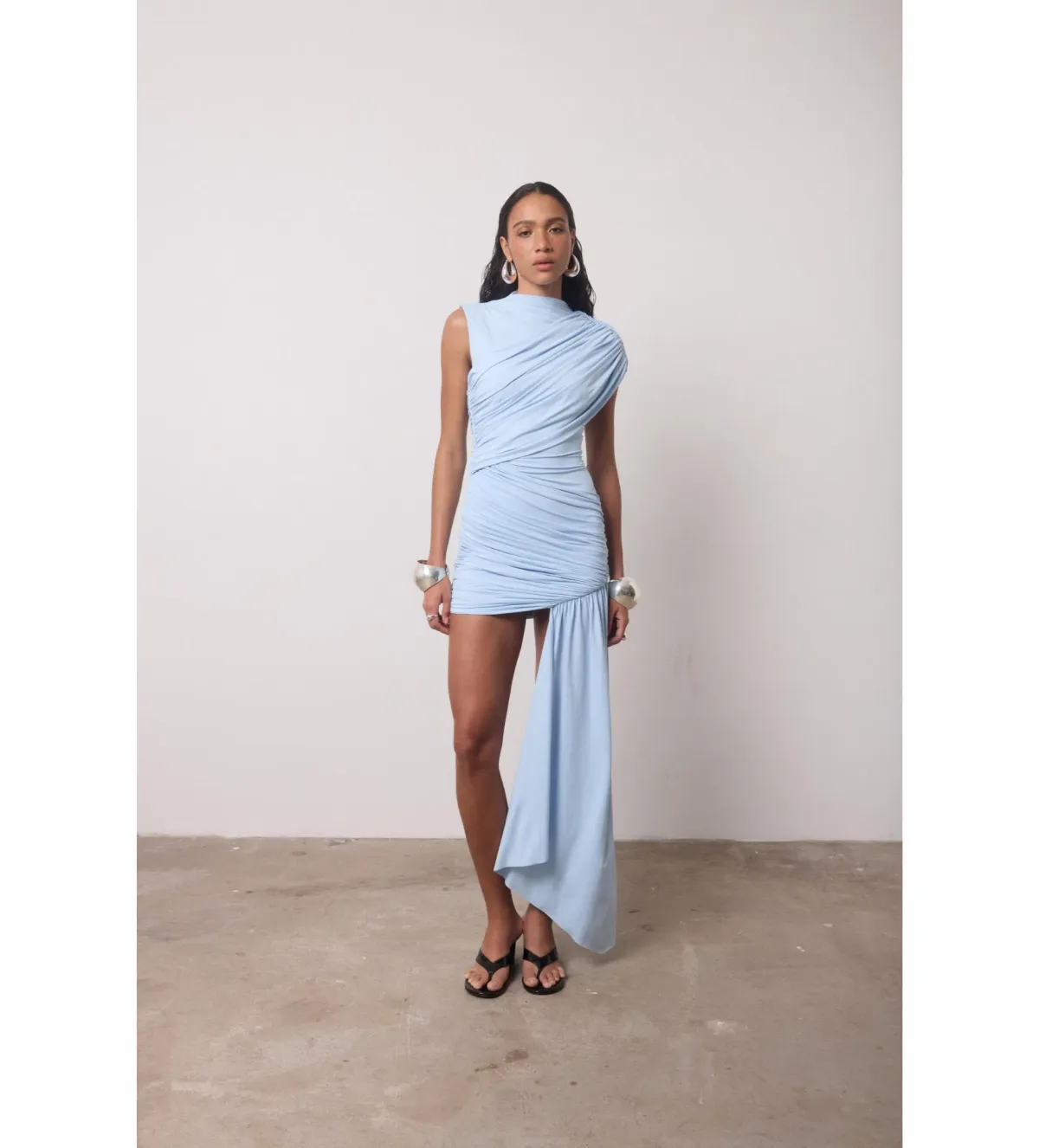 De La Vali Ravenna Mini Dress in Sky Blue Size AU 8  for rent on The Volte - main image