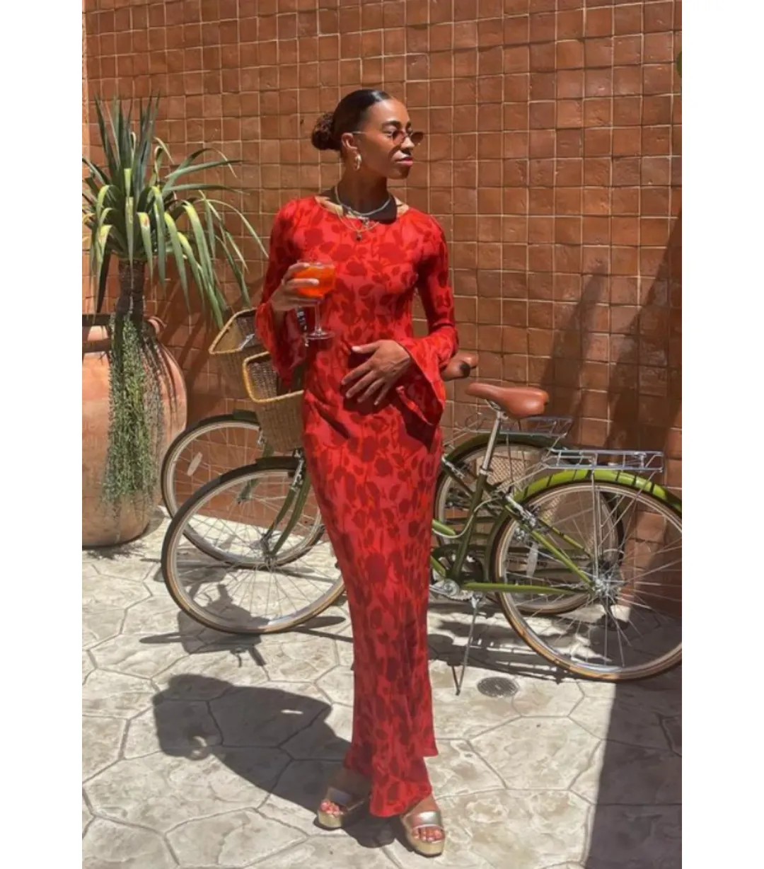 Realisation Par Gia Maxi Dress Red Print Size AU 10 for rent on The Volte - main image
