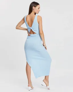 Bec & Bridge Riviera Knit Midi Dress in Blue Size AU 10 for rent on The Volte - image 3