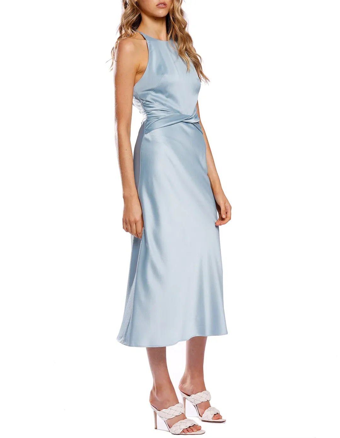 Pasduchas Beau Twist Midi Dress Blue Size AU 14 for rent on The Volte - main image
