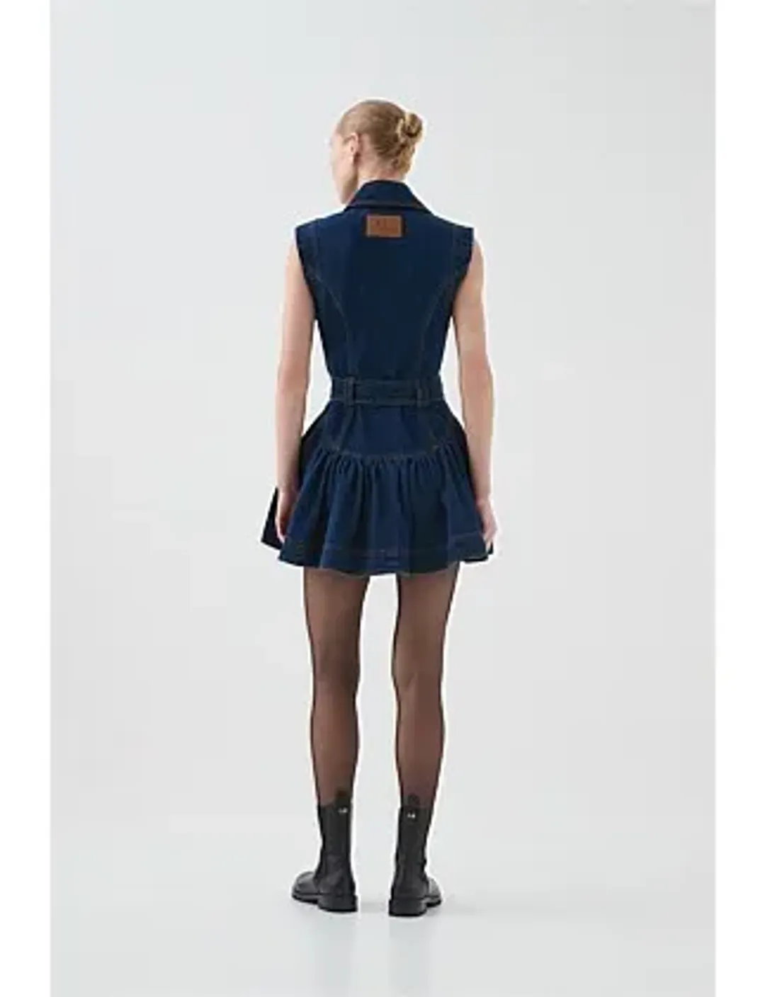 Elena Belted Denim Mini Dress Blue Size 12 for rent on The Volte - main image
