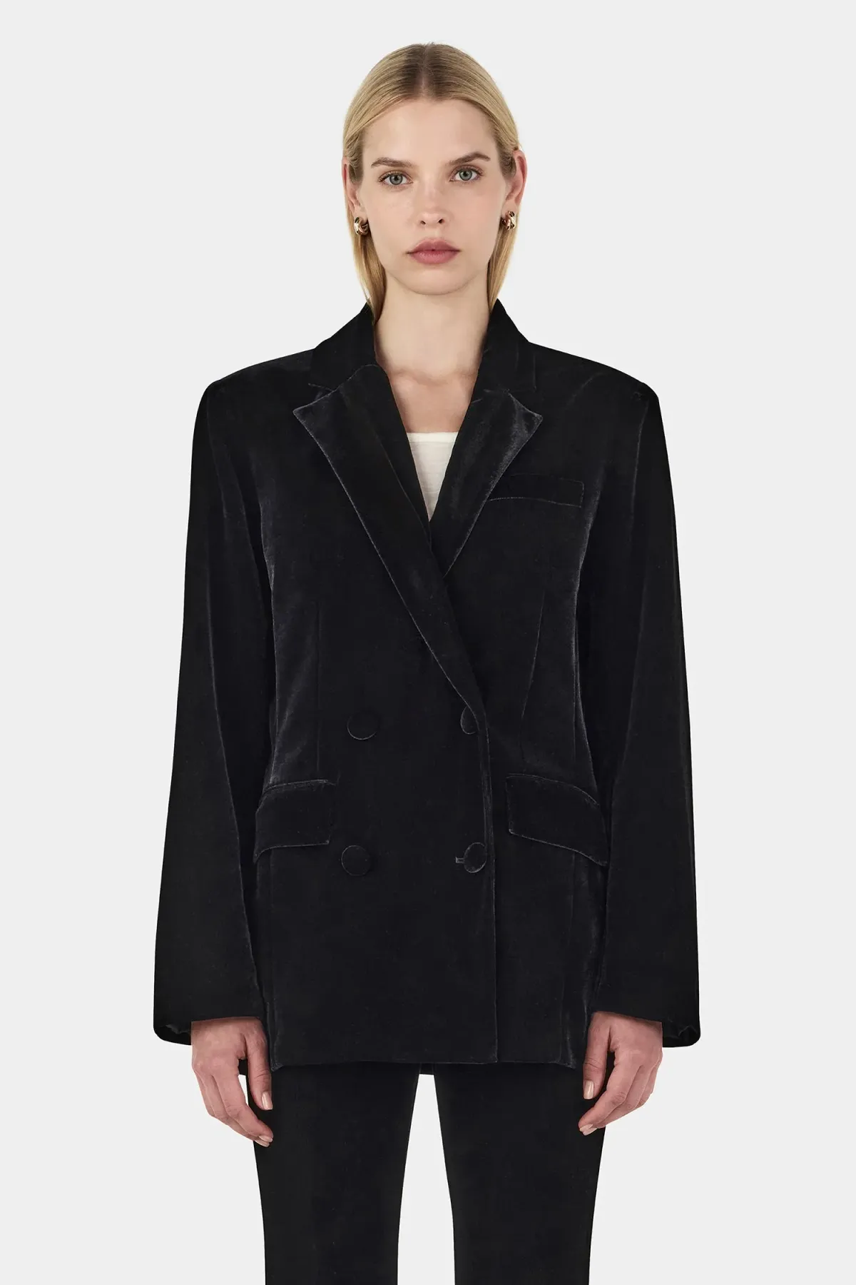 Hansen and Gretel Alistair Velvet Blazer Black Size 12/L for rent on The Volte - main image