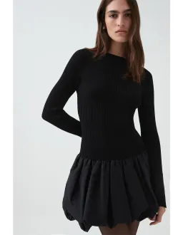 Aje Moonlight Knit Mini Dress Black Size AU 8 for rent on The Volte - image 2