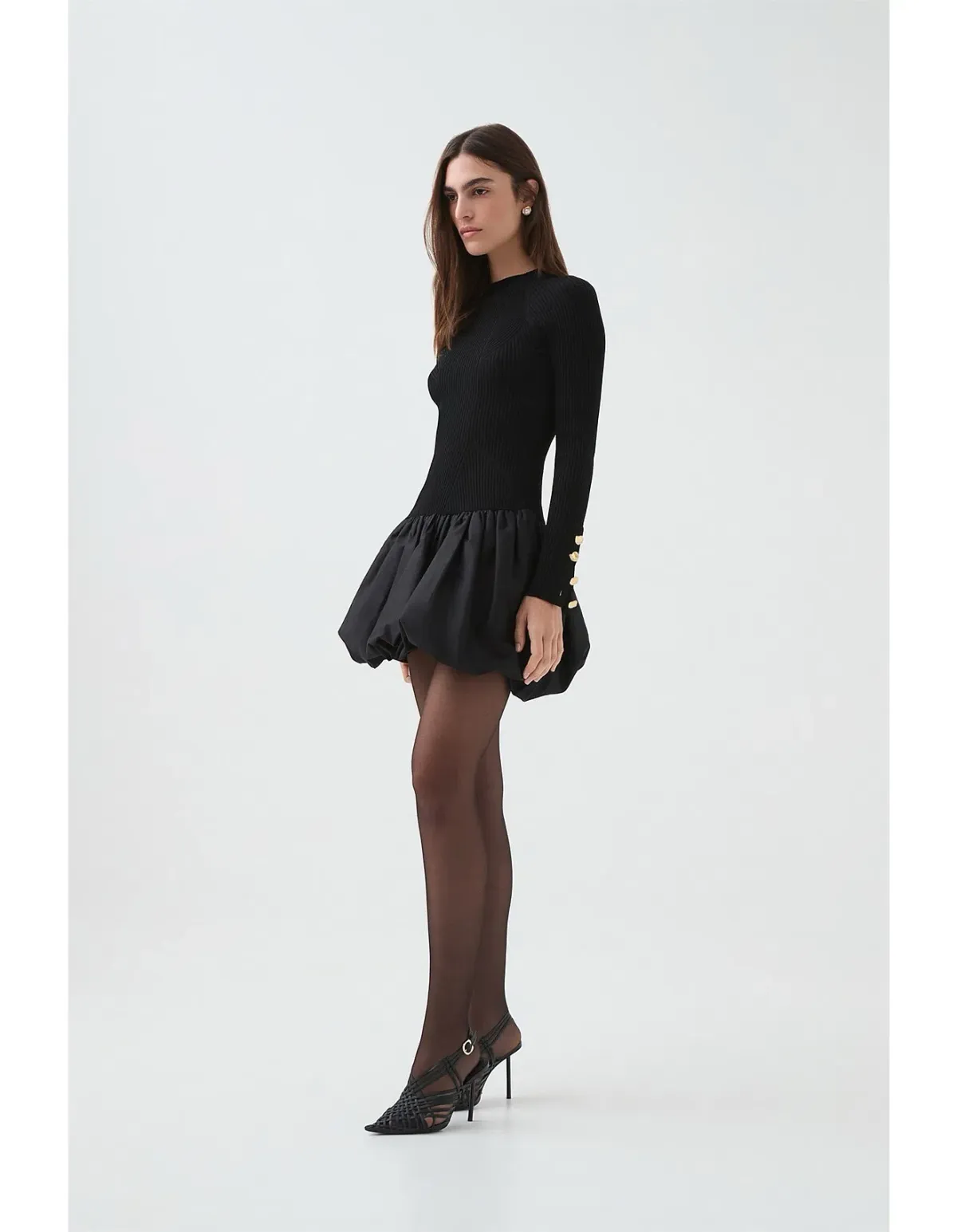 Aje Moonlight Knit Mini Dress Black Size AU 8 for rent on The Volte - main image