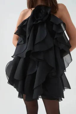 Aje Pandorea Layered Mini Dress Black Size AU 8 for rent on The Volte - image 3