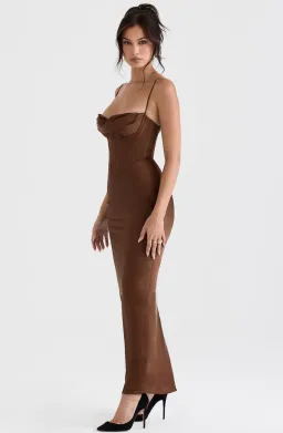 House of CB Charmaine  Maxi Dress in Chocolate Corset  Size S/ AU 8 for rent on The Volte - image 2