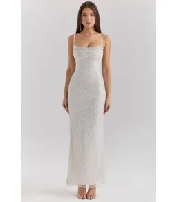 House of CB Calla Embellished Maxi Dress Silver Pearl Size S / AU 8 for rent on The Volte - image 1