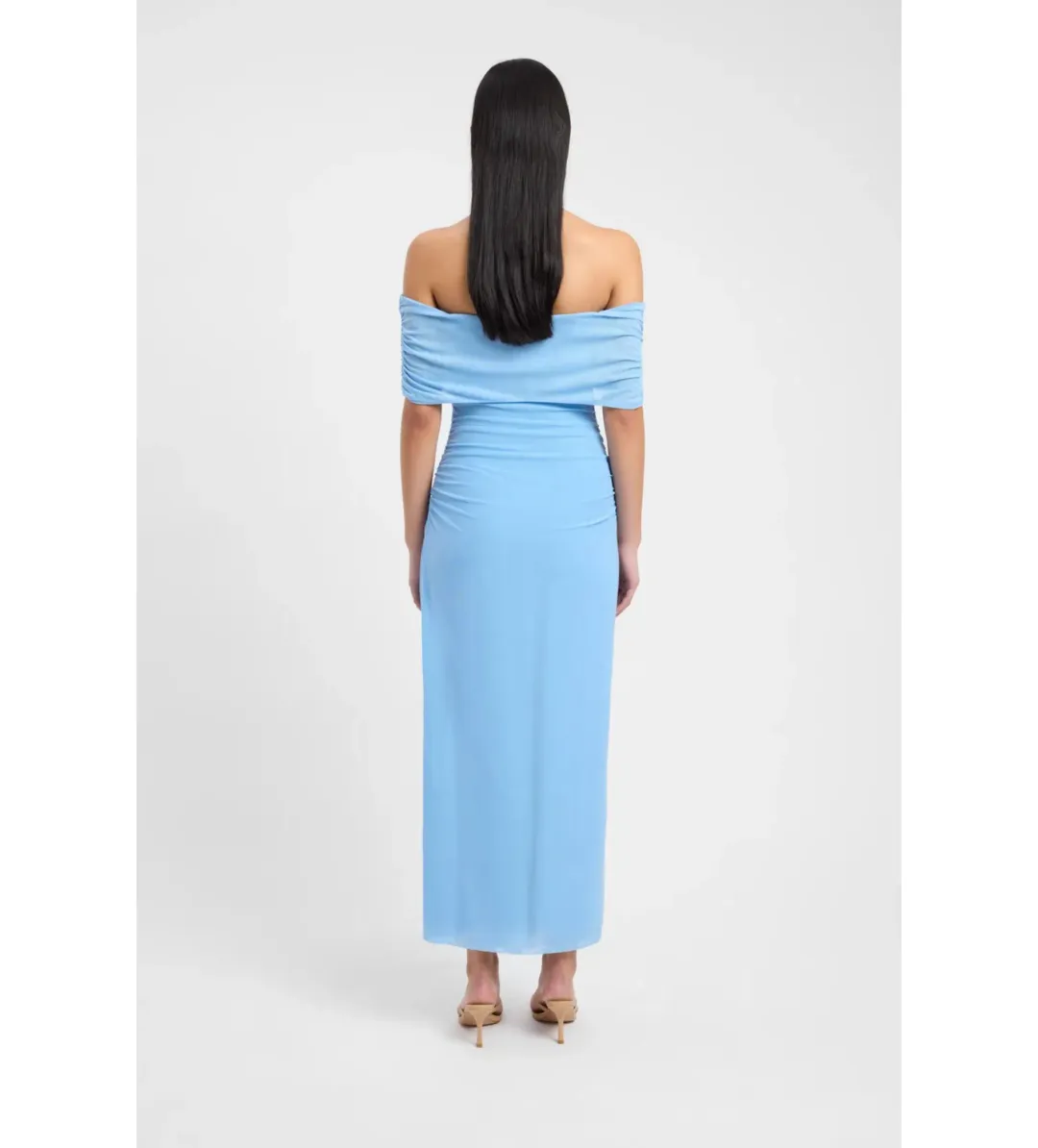 Kookai Bolt Off Shoulder Midi Dress Powder Blue Size AU 6 for rent on The Volte - main image