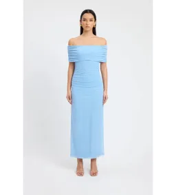Kookai Bolt Off Shoulder Midi Dress Powder Blue Size AU 6 for rent on The Volte - image 1
