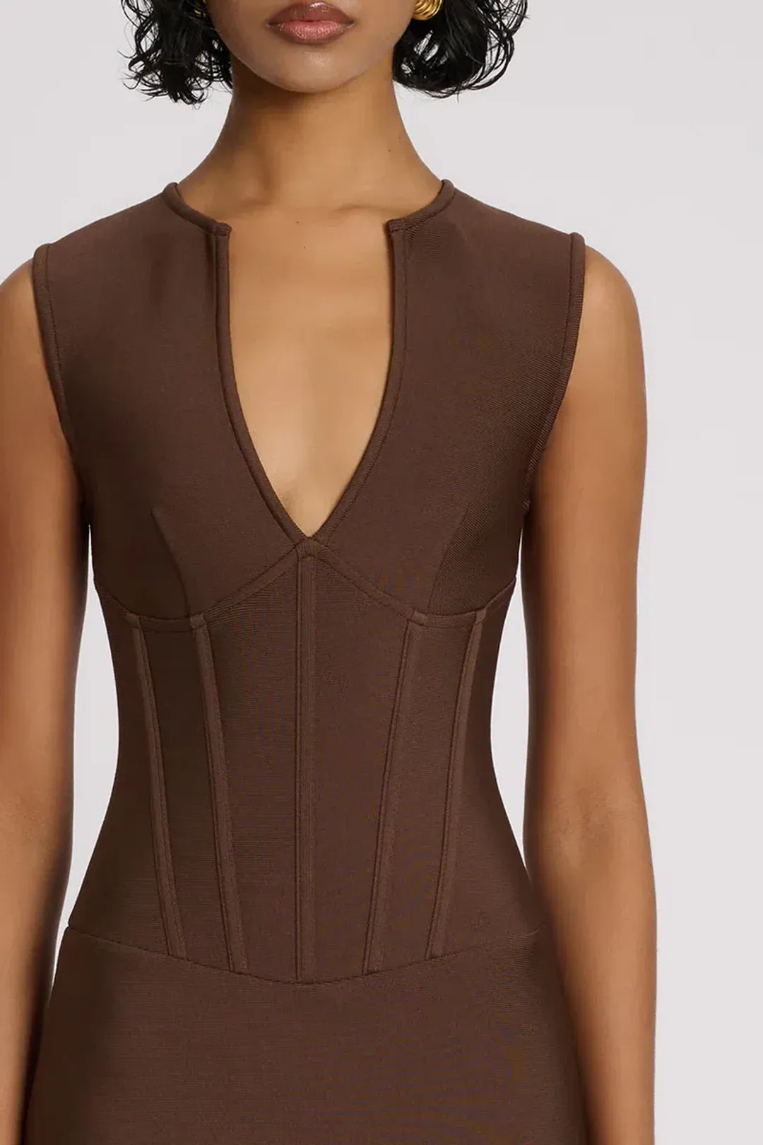 Eliya the Label Giselle Midi Dress Brown Size 10 for rent on The Volte - main image