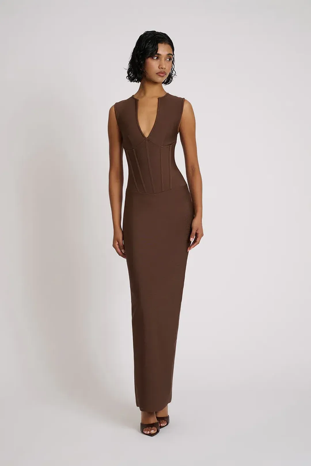 Eliya the Label Giselle Midi Dress Brown Size 10 for rent on The Volte - main image
