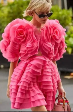 Aje Amour Ruffle Mini Dress Berry Pink Size 8 for rent on The Volte - image 3