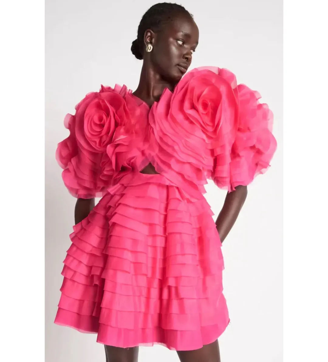 Aje Amour Ruffle Mini Dress Berry Pink Size 8 for rent on The Volte - main image