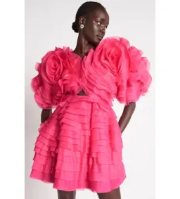 Aje Amour Ruffle Mini Dress Berry Pink Size 8 for rent on The Volte - image 2