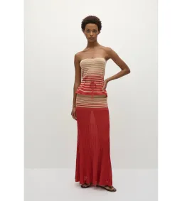 Faithfull the Brand Casia Top Citara Skirt Set in Accordion Stripe Amber Fawn Size 8 for rent on The Volte - image 1