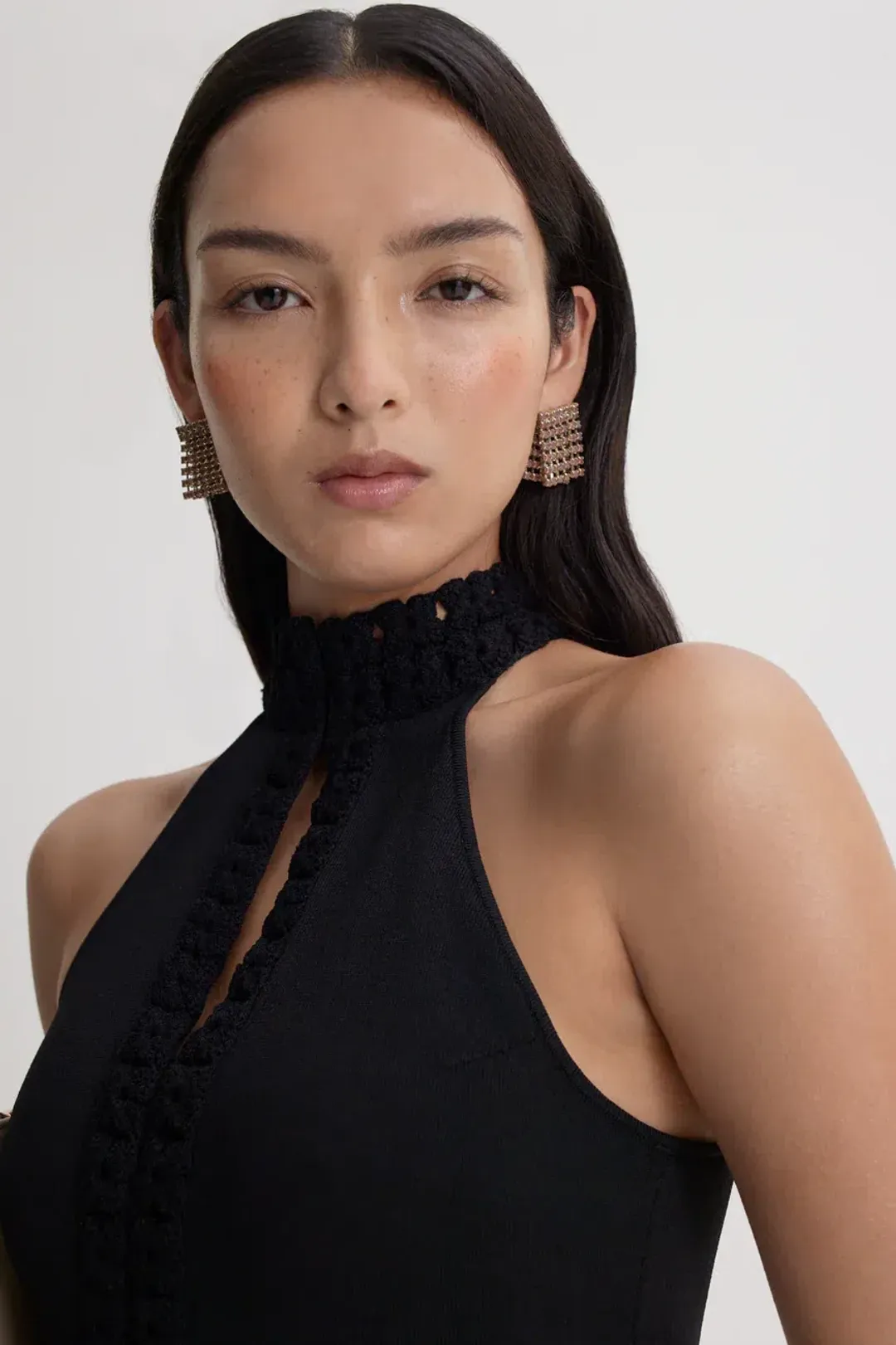 Scanlan Theodore Crepe Knit Daisy Sleeveless Midi Dress Black Size 8 for rent on The Volte - main image