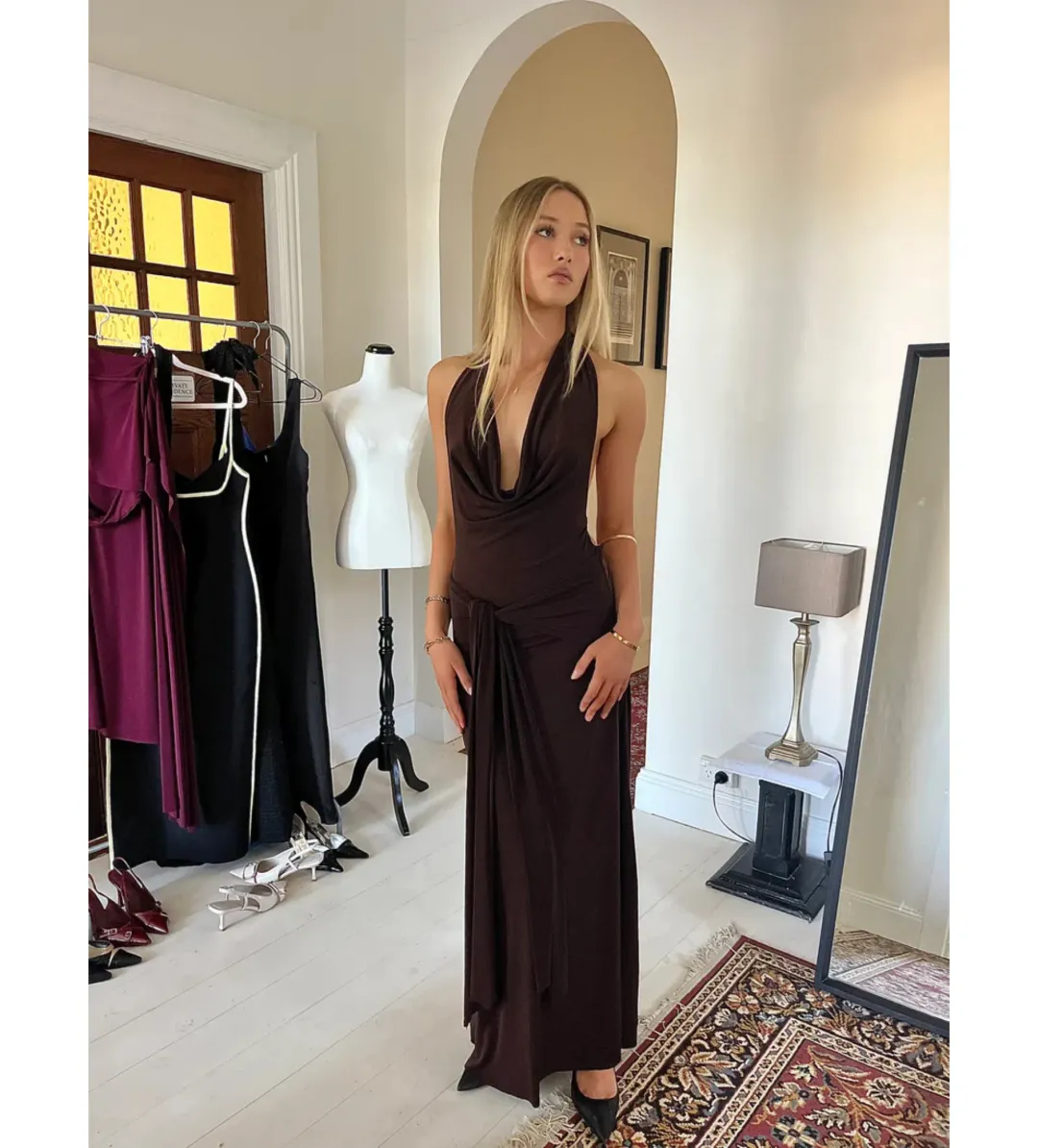 LaMarie Nadia Gown Maxi Dress in Brown Size XS / AU 6 for rent on The Volte - main image