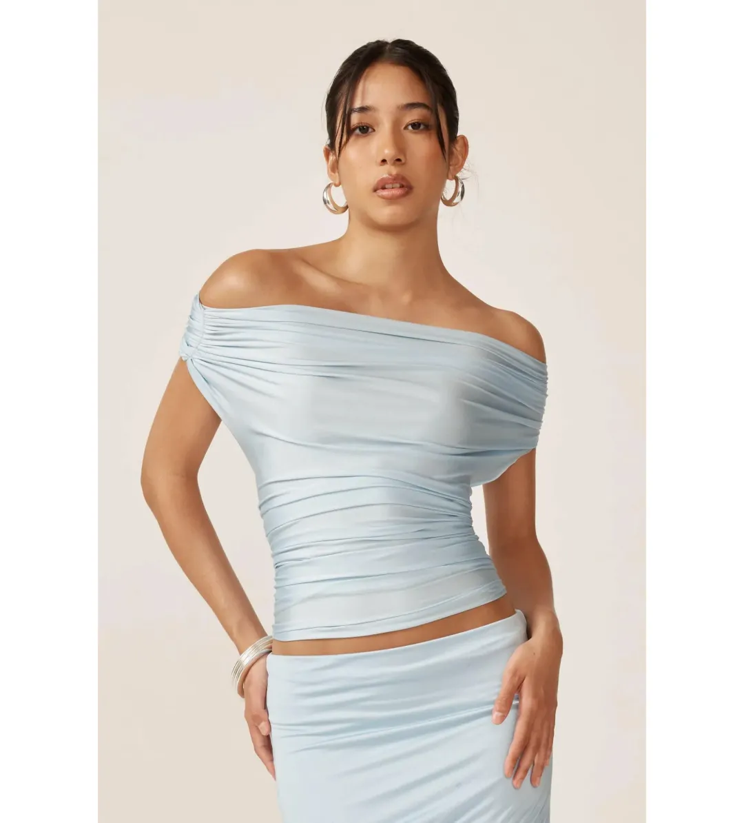 Ance Gria Grace Top & Skirt Set in Sky Blue Size AU 10 for rent on The Volte - main image