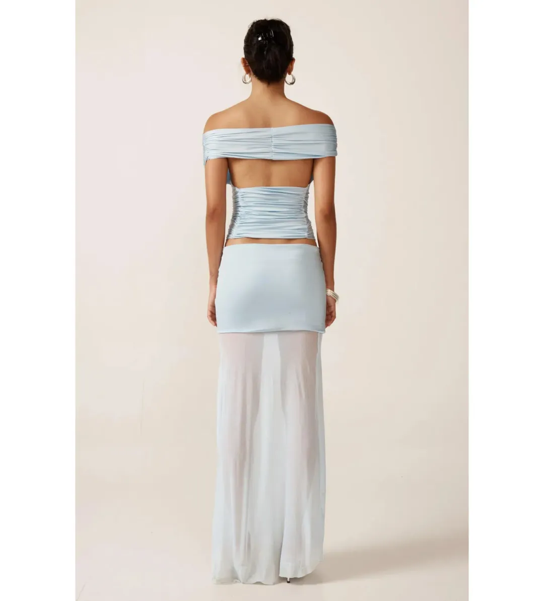 Ance Gria Grace Top & Skirt Set in Sky Blue Size AU 10 for rent on The Volte - main image