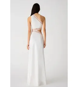 Misha Jillian Asymmetric Lace Gown in Ivory Size 12/L for rent on The Volte - image 4
