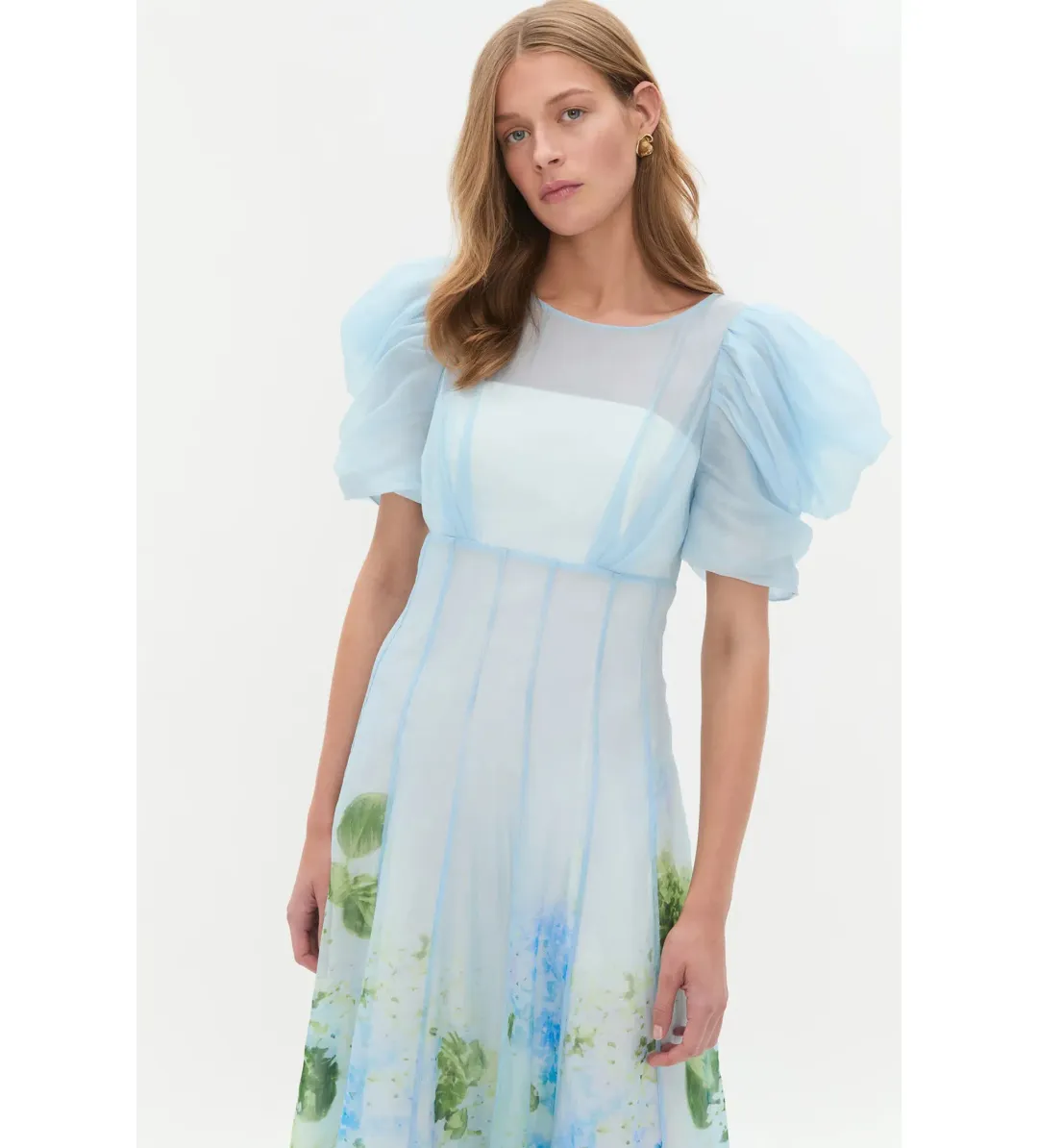 Aje Clementine Midi Dress in Blue Hydrangea Size 6 for rent on The Volte - main image