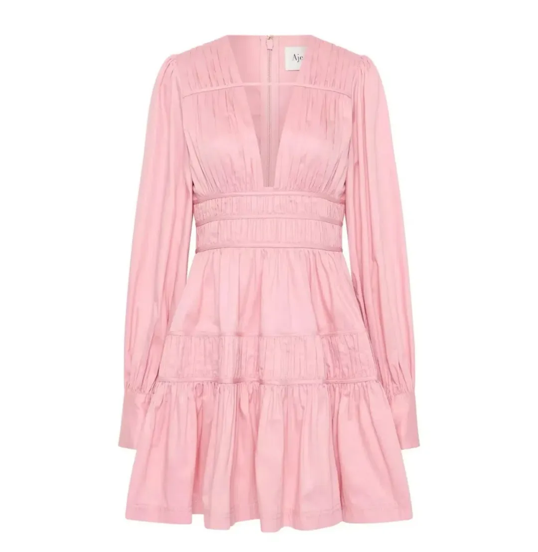 Aje Fallingwater Mini Dress Pink Size 12  for rent on The Volte - main image