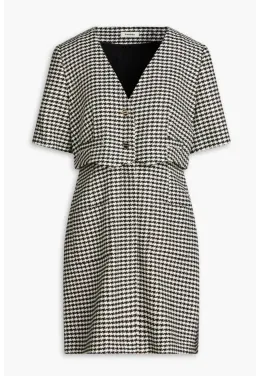 Sandro Houndstooth Tweed Mini Dress Black Size AU 8 for rent on The Volte - image 3