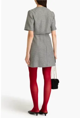 Sandro Houndstooth Tweed Mini Dress Black Size AU 8 for rent on The Volte - image 2