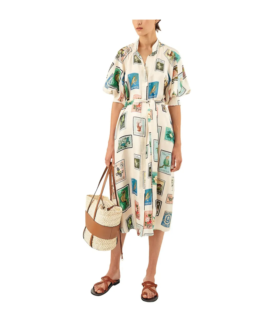 Oroton Stamp Print Dress Midi Size AU 10 for rent on The Volte - main image