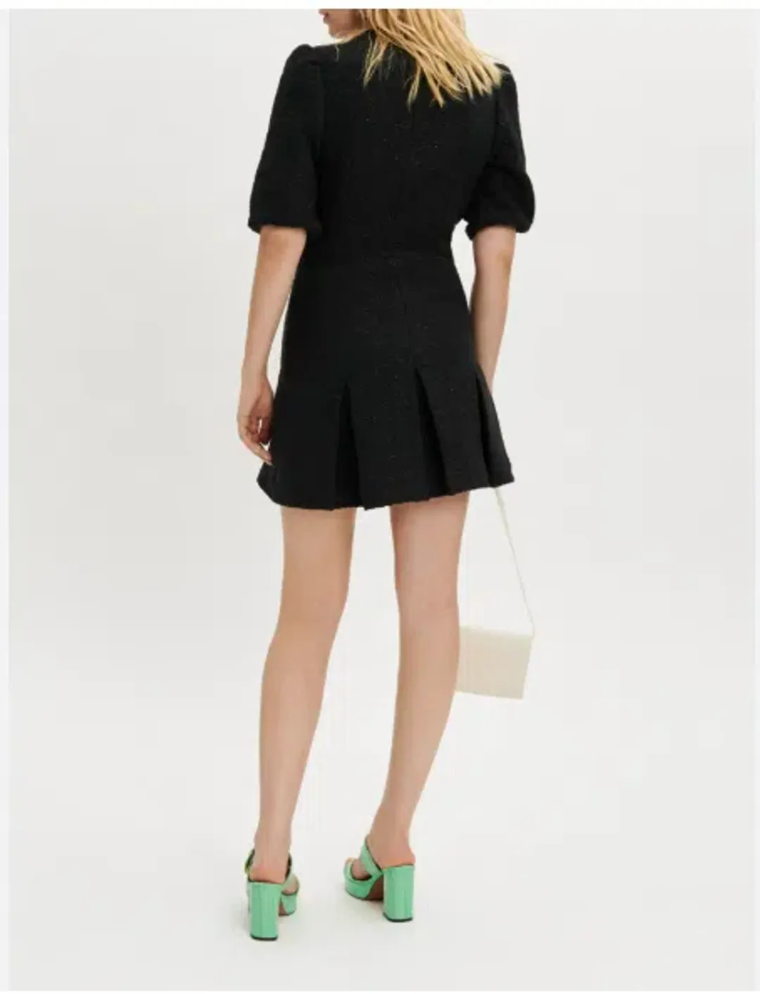 Maje Wrap Effected Metallic Tweed Mini Dress Size AU 8 for rent on The Volte - main image