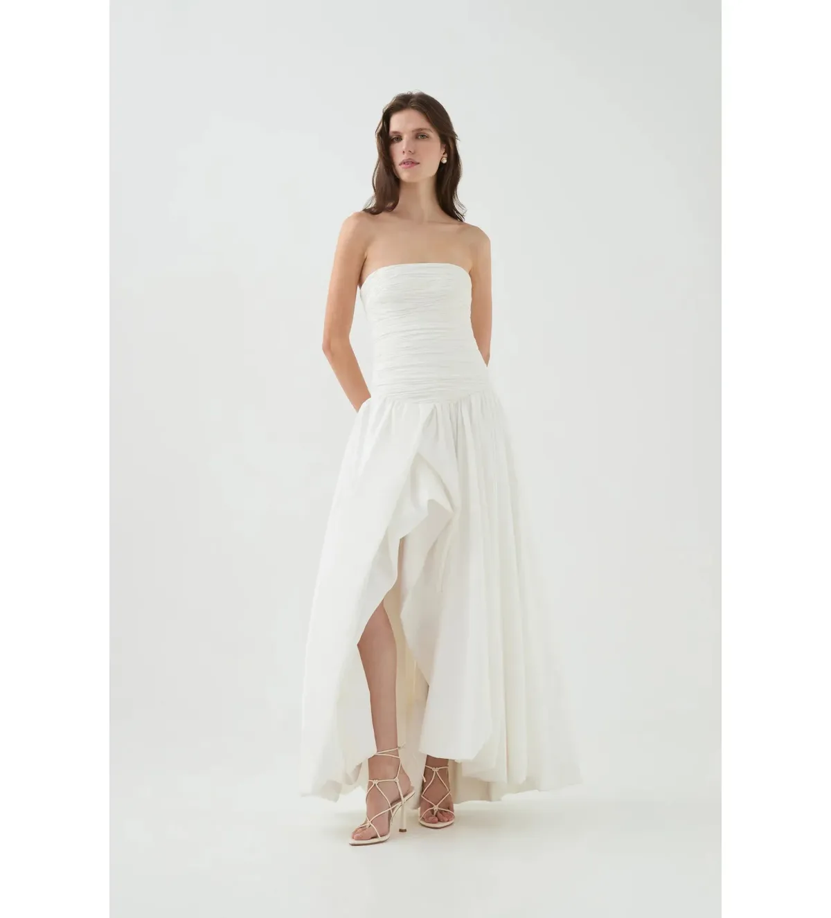 Aje Violette Bubble Hem Maxi Dress Ivory Size AU 8 for rent on The Volte - main image