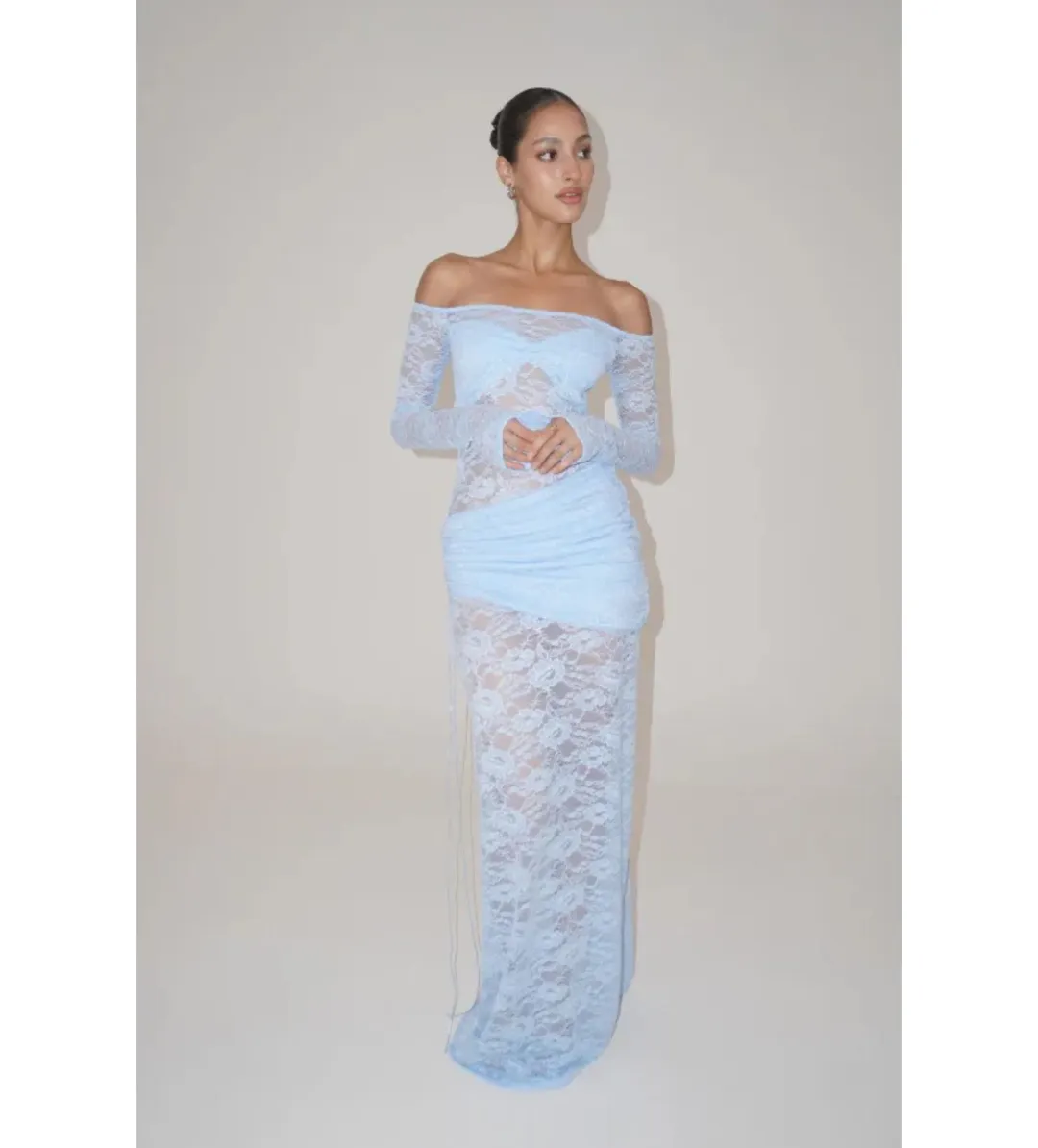 Deconduarte Christiana Maxi Dress Powder Blue Size AU 6 for rent on The Volte - main image